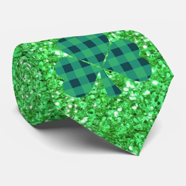 St. Patrick’s day sparkle glitter Kelly green  Nec Neck Tie (Rolled)