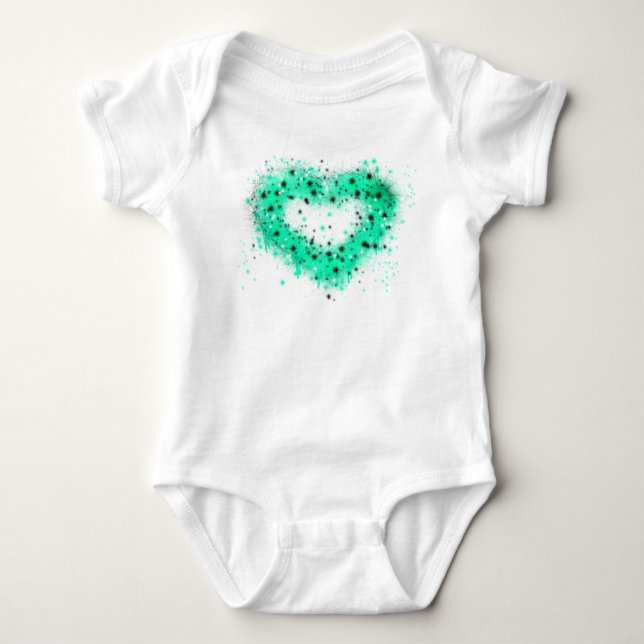St. Patrick’s day | spray paint glittering heart Baby Bodysuit (Front)