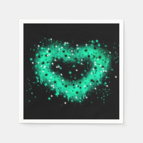 St Patricks day  spray paint glittering heart Napkins