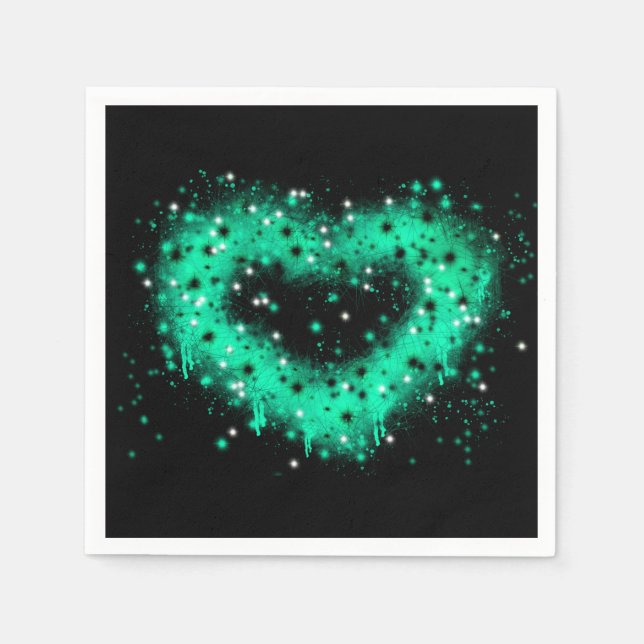 St. Patrick’s day | spray paint glittering heart Napkins (Front)