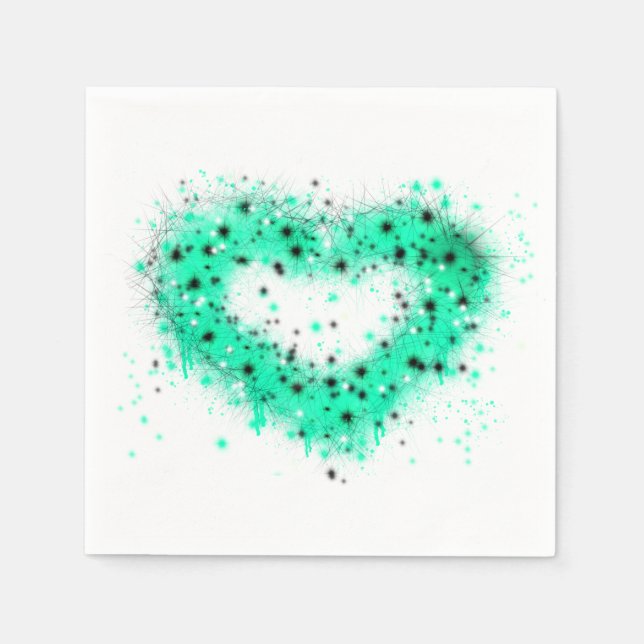 St. Patrick’s day | spray paint glittering heart Napkins (Front)
