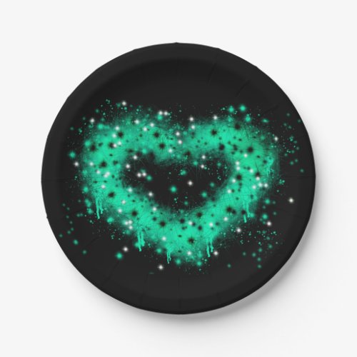 St Patricks day  spray paint glittering heart Paper Plates