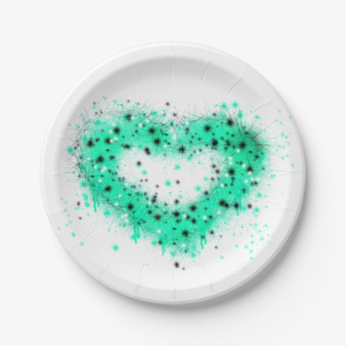 St Patricks day  spray paint glittering heart Paper Plates
