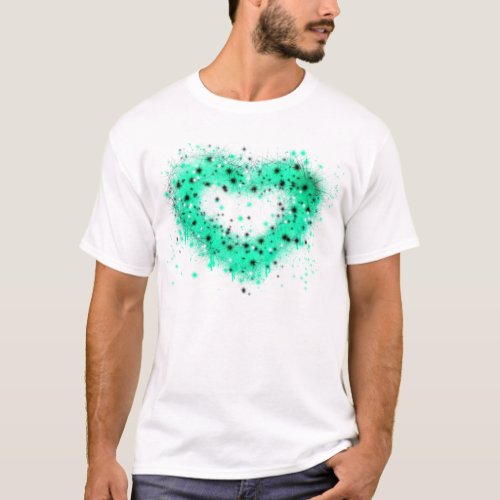 St Patricks day  spray paint glittering heart T_Shirt