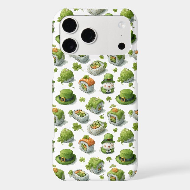 St. Patrick’s Day Sushi Rolls & Shamrock Case-Mate iPhone Case (Back)