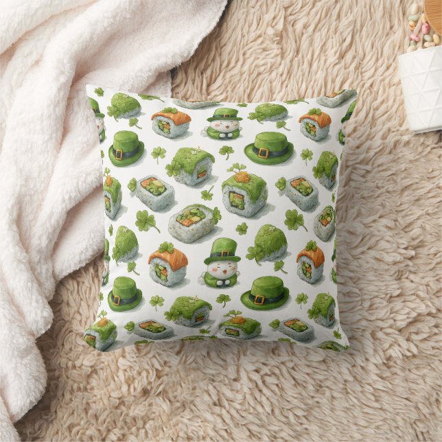 St. Patrick’s Day Sushi Rolls & Shamrock Throw Pillow (Blanket)