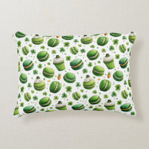 St. Patrick’s Day Watercolor Macaron & Shamrock Accent Pillow