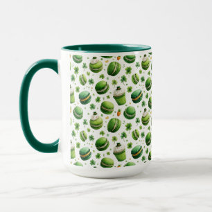 St. Patrick’s Day Watercolor Macaron & Shamrock Mug