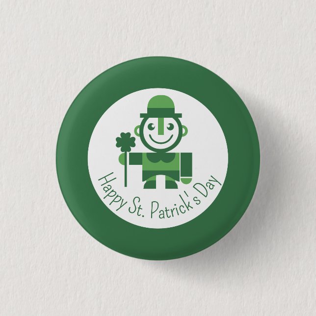 St. Patrick’s Day with minimalist Lucky Leprechaun Button (Front)