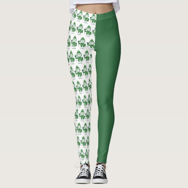 St. Patrick’s Day with minimalist Lucky Leprechaun Leggings (Front)