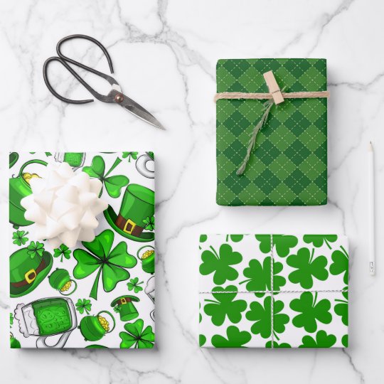St.Patrick’s Day Wrapping Paper Set of 3 | Zazzle.com