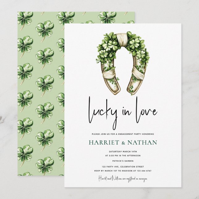 St Patrick’s Engagement Party Horseshoe Invitation (Front/Back)