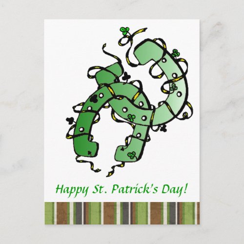 St Patricks Horseshoes Shamrocks Postcard