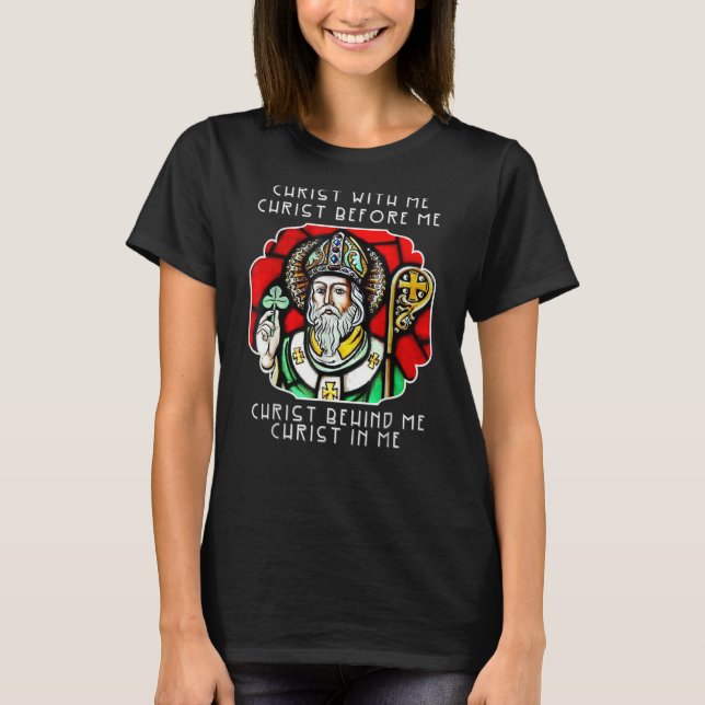St Patrick Saint Of Ireland Prayer Breastplate Cat T-Shirt (Front)