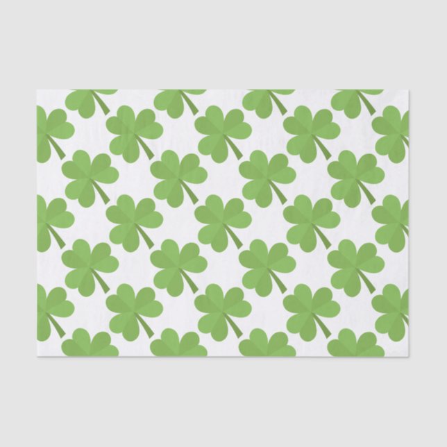 St. Patrick Shamrock Irish Ireland Clover Pattern Tissue Paper (Front)