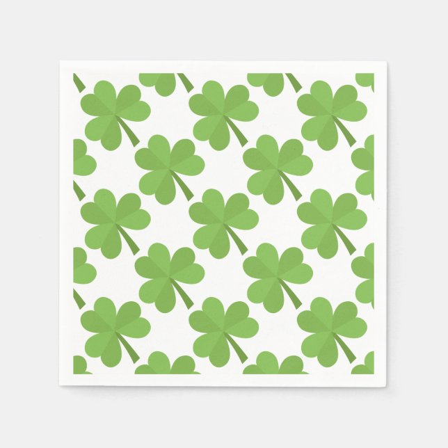 St. Patrick Shamrock Irish Ireland Clovers Pattern Paper Napkins (Front)