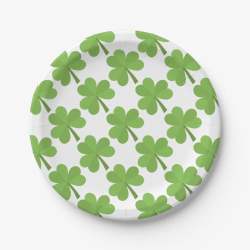 St Patrick Shamrock Irish Ireland Clovers Pattern Paper Plates