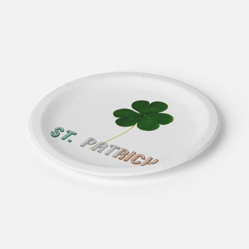 St Patrick Shamrock Irish Ireland Typography Paper Plates