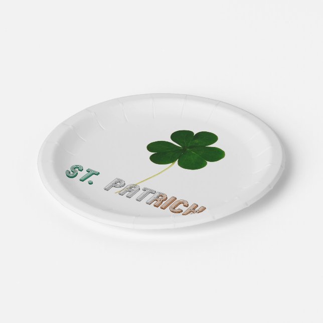 St. Patrick Shamrock Irish Ireland Typography Paper Plates (Angled)