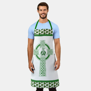 St. Patrick Shamrocks Green Catholic Apron