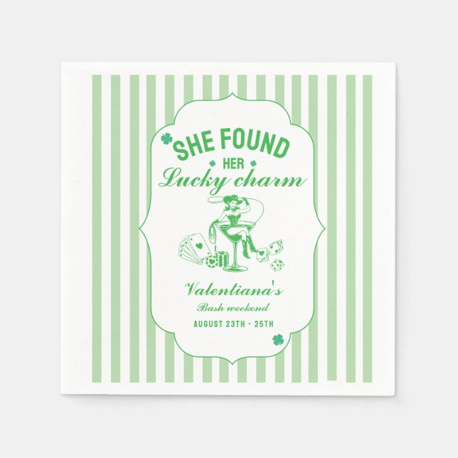 St patrick she found her lcuky charm bachelorette  napkins (Front)