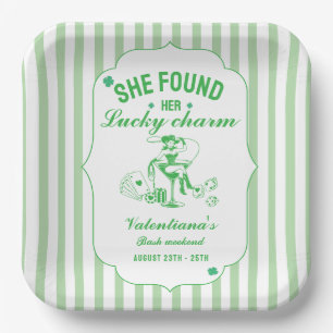 St patrick she found her lcuky charm bachelorette  paper plates