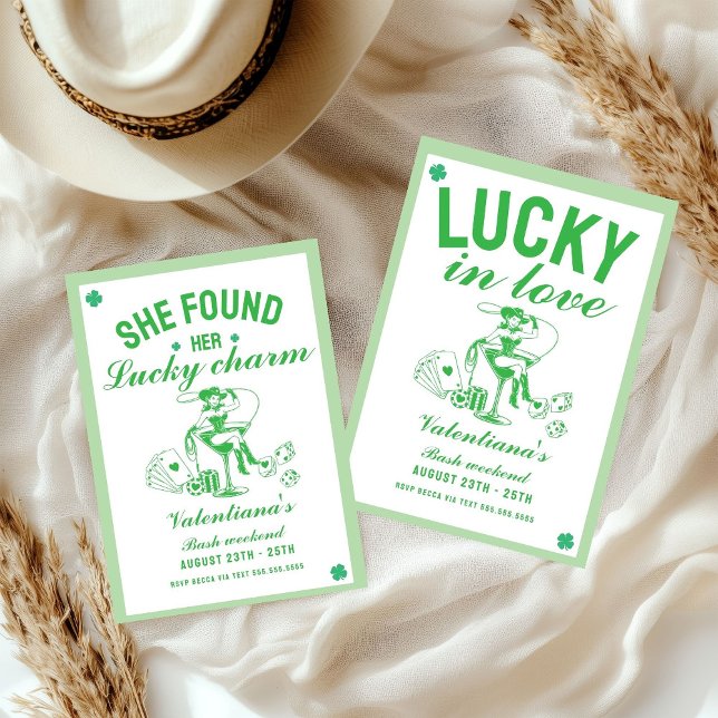 St patrick she found her uckycharm  bachelorette invitation (Creator Uploaded)