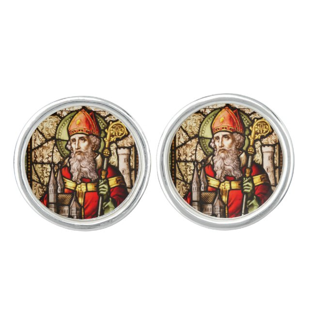 St Patrick Stained Glass Cufflinks (Front)