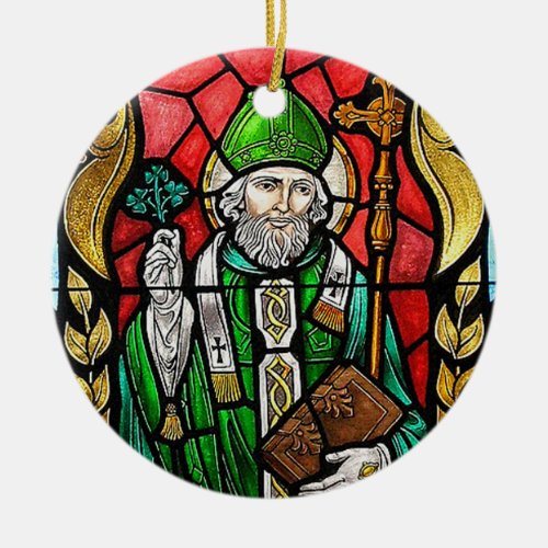 St Patrick Stained Glass Image Irish Ornament