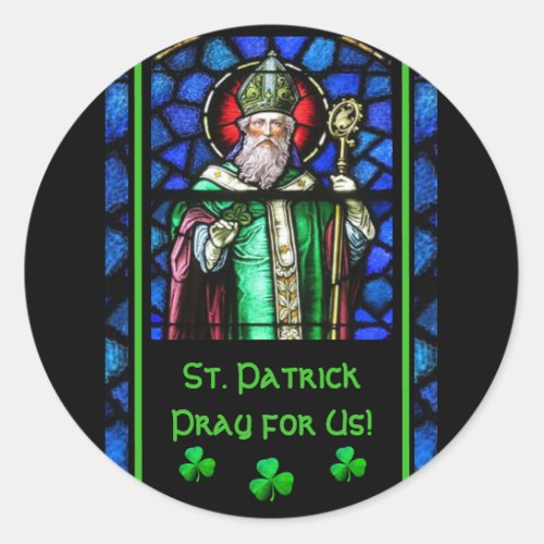 St Patrick Stained_Glass Irish Shamrocks Classic Round Sticker