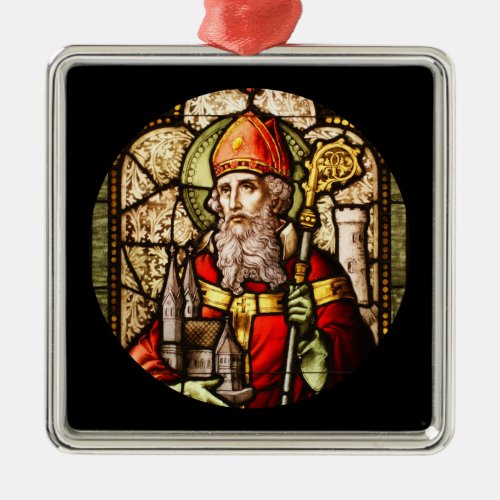 St Patrick Stained Glass Metal Ornament