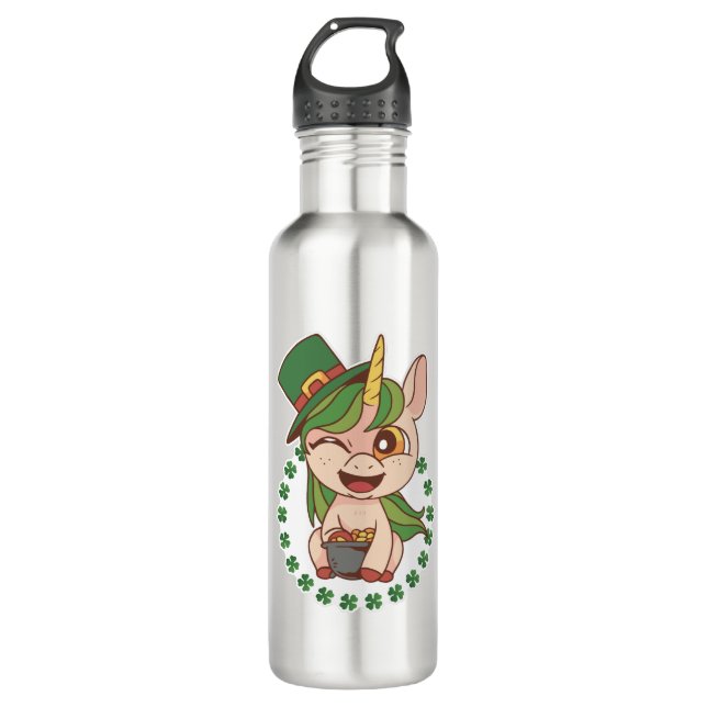 St Patrick Unicorn Stainless Steel Water Bottle (Front)