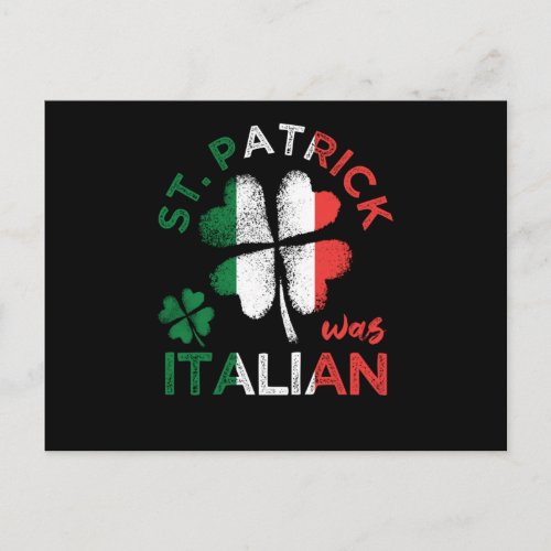 St Patrick War Italian Flag Shamrock Postcard