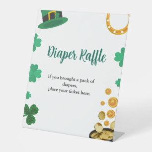 St Patrick Watercolor Baby shower diaper raffle Pedestal Sign