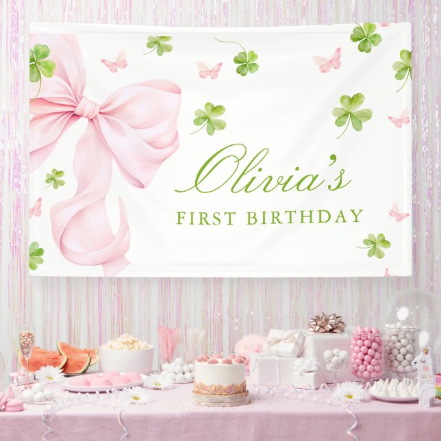 St. Patricks 1st Birthday Girl Banner Party Sign (Party)