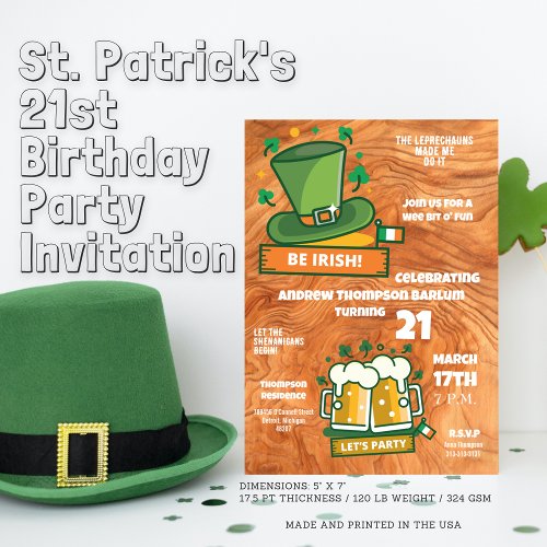 St Patricks 21st Birthday Party Invitation