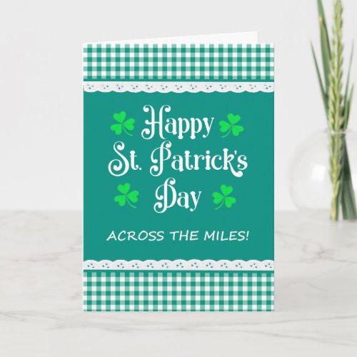 St Patricks Across the Miles Shamrock Green Check Card