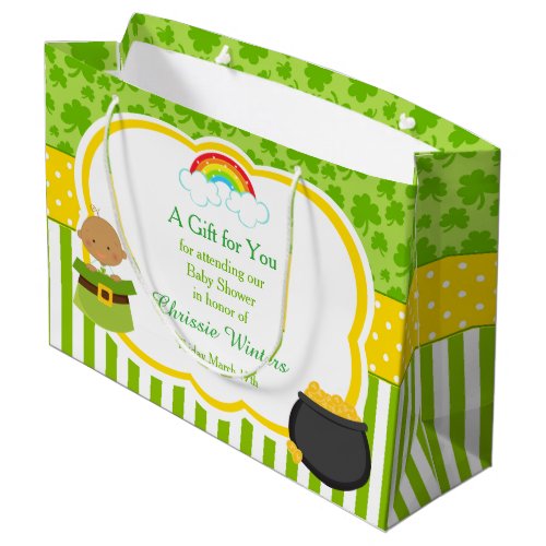 St Patricks African American Baby Shower Large Gift Bag