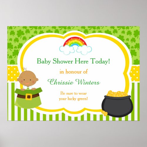 St Patricks African American Baby Shower Poster