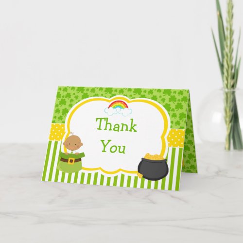 St Patricks African American Baby Shower  Thank You Card