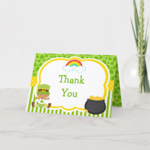 St Patricks African American Boy Baby Shower Thank You Card