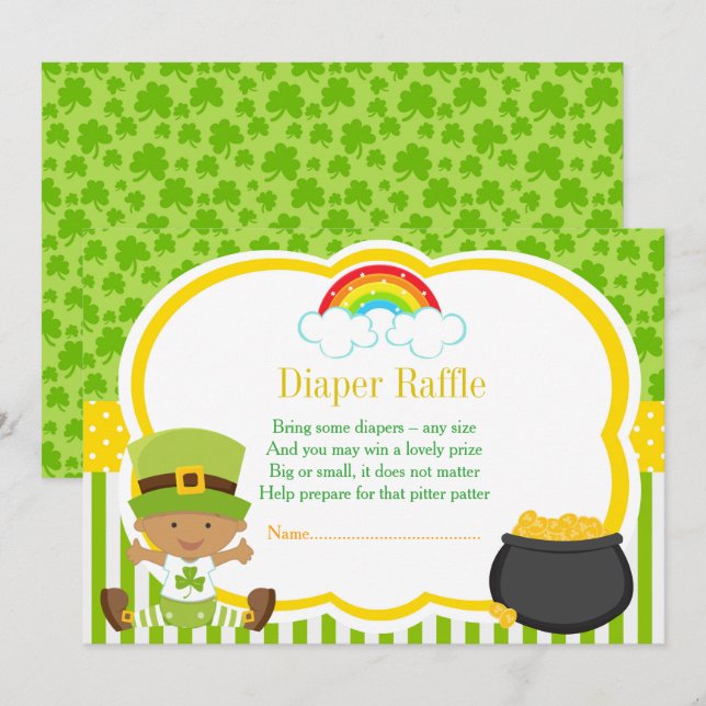 St Patricks African American Boy Diaper Raffle Invitation (Front/Back)