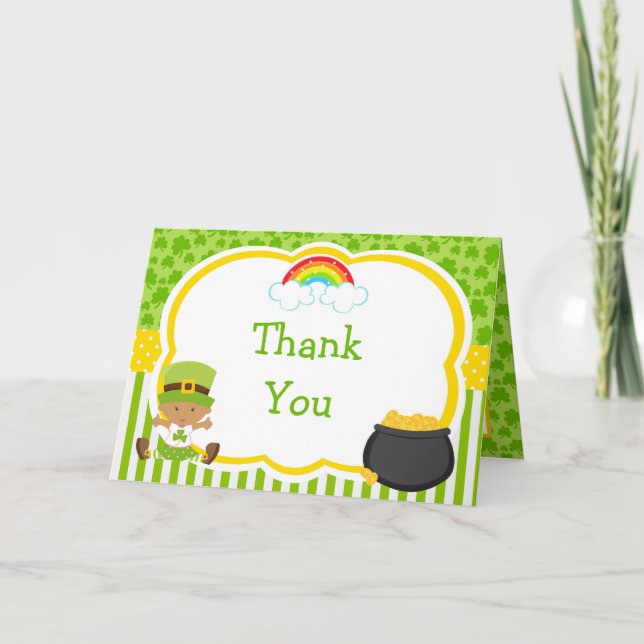 St Patricks African American Girl Baby Shower  Thank You Card (Front)