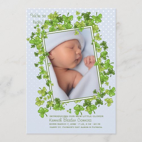 St. Patrick's Baby boy Photo Birth Announcement St. Patrick's Baby boy Photo Birth Announcement