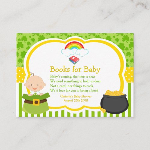 St Patricks Baby Shower Books for Baby Enclosure Card