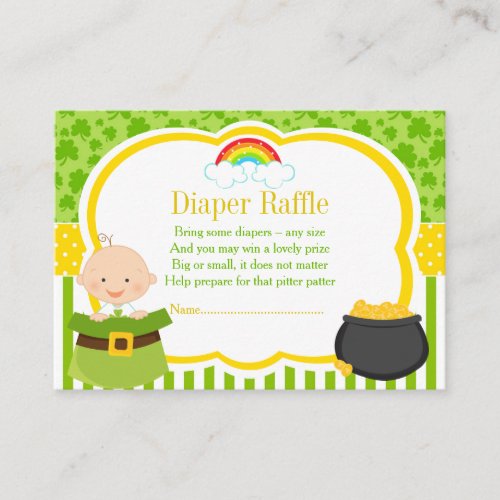 St Patricks Baby Shower Diaper Raffle Enclosure Card