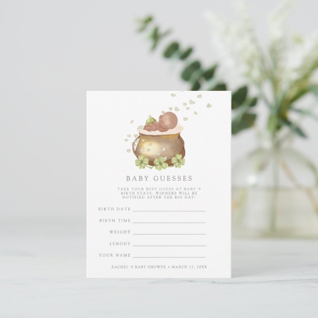 st patricks baby shower guessing game invitation (Standing Front)