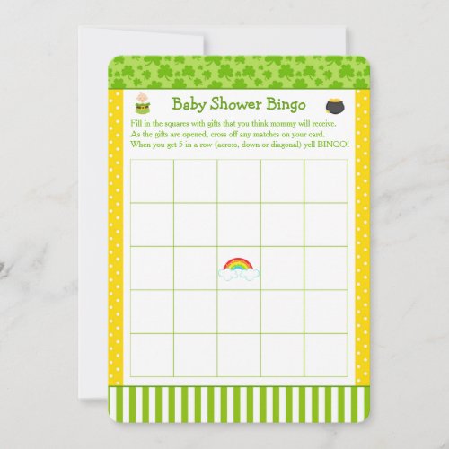 St Patricks Baby Shower Party Bingo Invitation