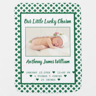 St. Patrick's Birth Announcement Baby Photo Name Blanket