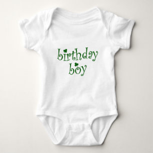 St Patrick's Birthday Boy with Shamrocks Baby Bodysuit